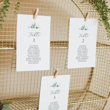 Elegant Greenery Table Number Seating Chart Cards