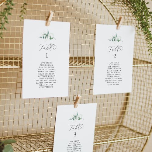 Elegant Greenery Table Number Seating Chart Cards