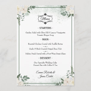 Elegant Greenery Table Wedding Menu
