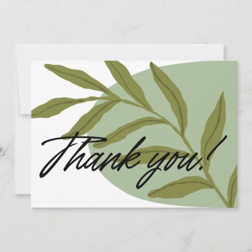 Elegant Greenery Thank You Card | Minimalist Botan