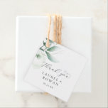 Elegant Greenery Thank You Favor Tags<br><div class="desc">These elegant greenery thank you favor tags are perfect for a simple wedding. The modern elegant design features a natural botanical arrangement of eucalyptus,  leaves and plants with a subtle mint green watercolor wash accent. Customize these tags with your names and date. Change the wording to suit any event.</div>