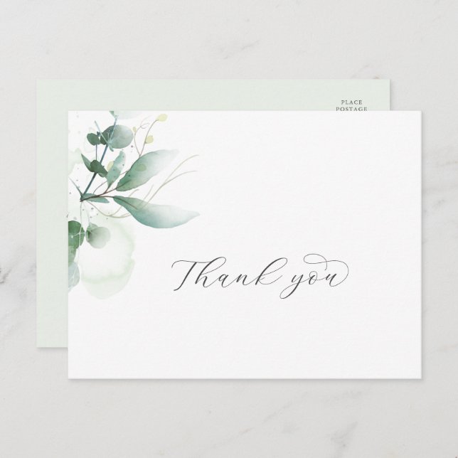 Elegant Greenery Thank You Postcard (Front/Back)