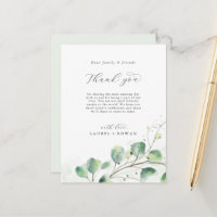 Elegant Greenery Thank You Reception Card
