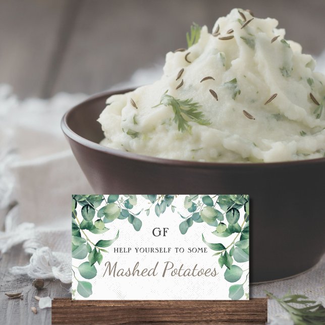 Elegant Greenery Unique Catering Dish Placecards (Customizable Elegant Greenery Themed Catering Dish Placecards)