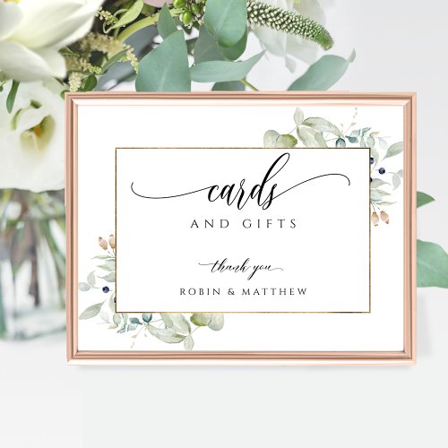 Elegant Greenery Watercolor Cards  Gifts Sign