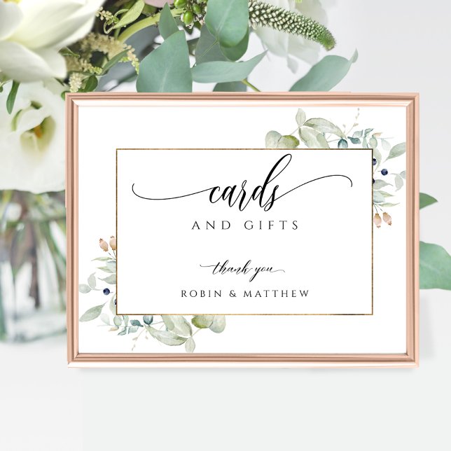 Elegant Greenery Watercolor, Cards & Gifts Sign (Creator Uploaded)
