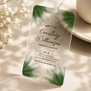 Elegant Greenery Watercolor Feminine Plastic Clear Business Cards