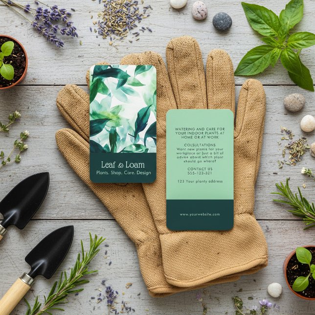 Elegant Greenery Watercolor Leaves Botanical Business Card (Elegant Greenery Watercolor Leaves Botanical Business Card.)