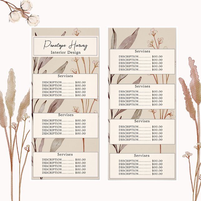 Elegant Greenery Watercolor Modern Pink Blush  Rack Card (Creator Uploaded)