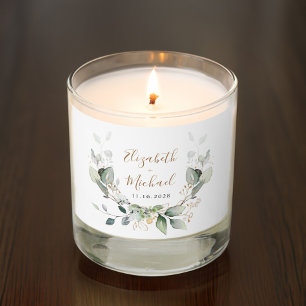 Elegant Greenery Watercolor Wedding Scented Candle