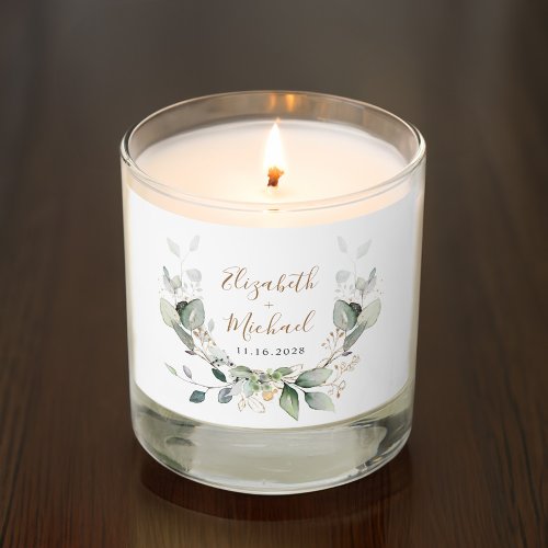 Elegant Greenery Watercolor Wedding Scented Candle