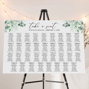 Elegant Greenery Wedding 35 Table Seating Chart Foam Board