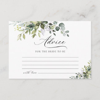 Elegant Greenery Wedding Advice Enclosure Card