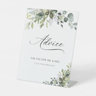Elegant Greenery Wedding Advice Sign