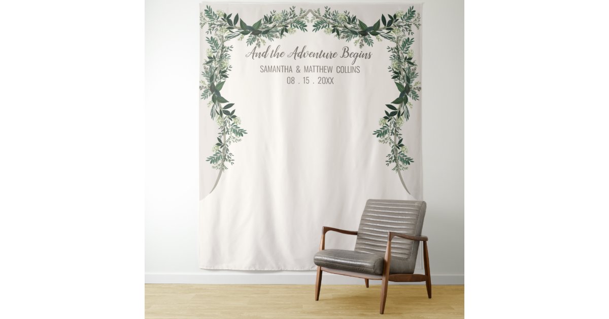 Elegant Greenery Wedding Backdrop Photo Booth Zazzle