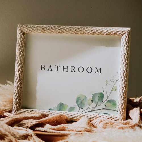 Elegant Greenery Wedding Bathroom Sign Invitation
