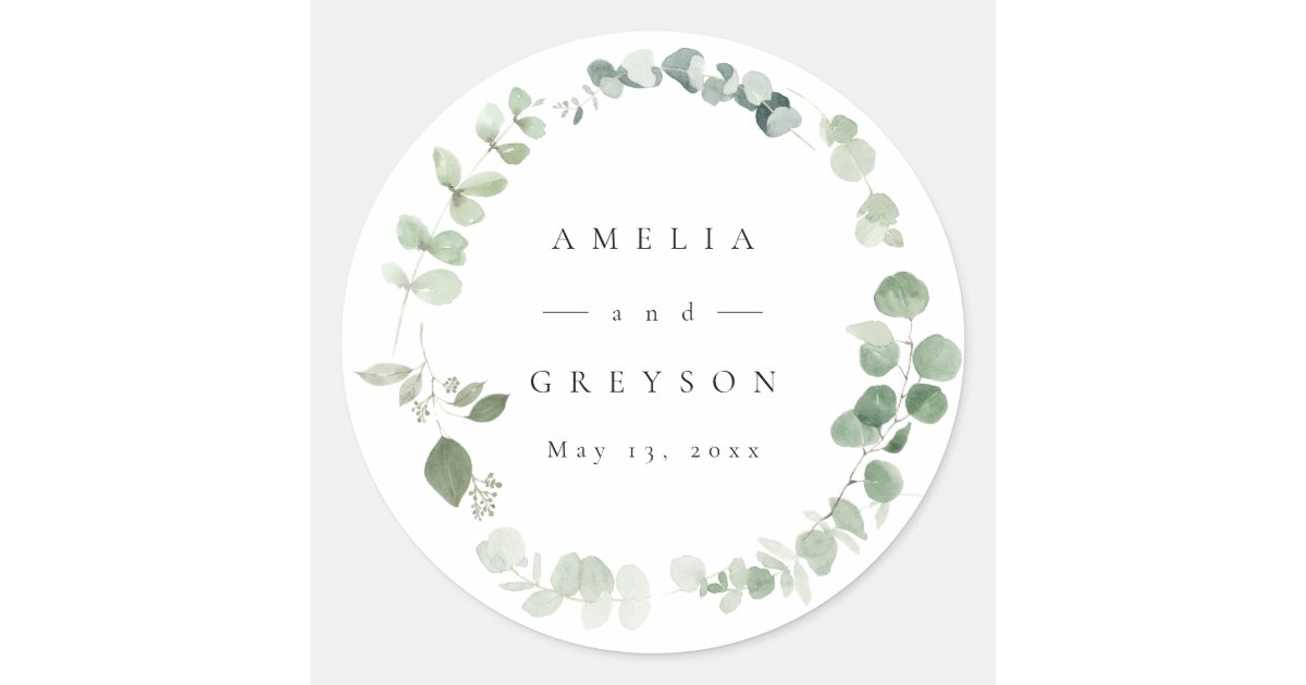 Elegant Greenery Wedding Cocktail Paper Napkins Classic Round Sticker ...