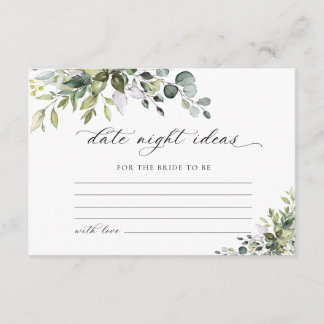 Elegant Greenery Wedding Date Night Ideas Enclosure Card