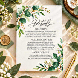 Elegant Greenery Wedding Details Enclosure Card