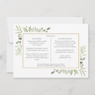 Elegant Greenery Wedding Details Information Invitation