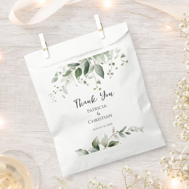 Elegant Greenery Wedding Favor Bag (Clipped)