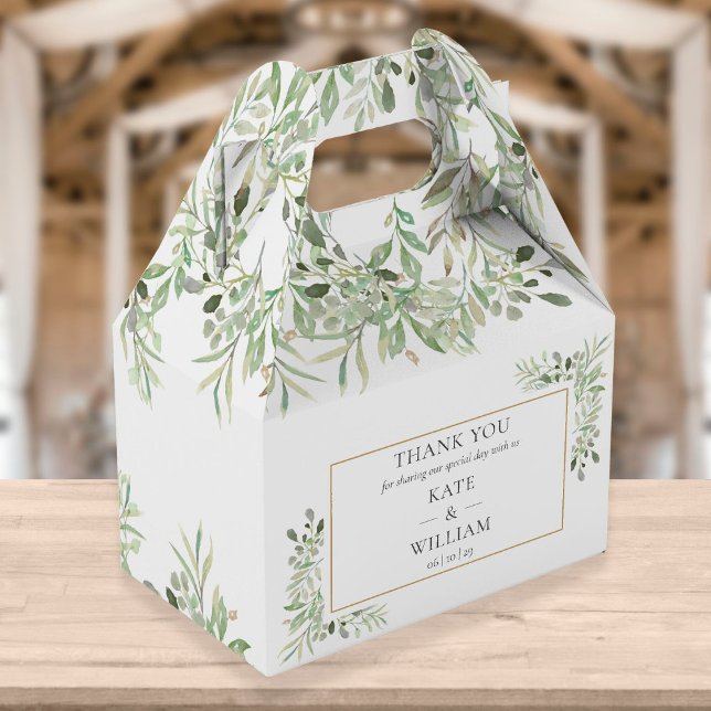Elegant Greenery Wedding Favor Box (Creator Uploaded)