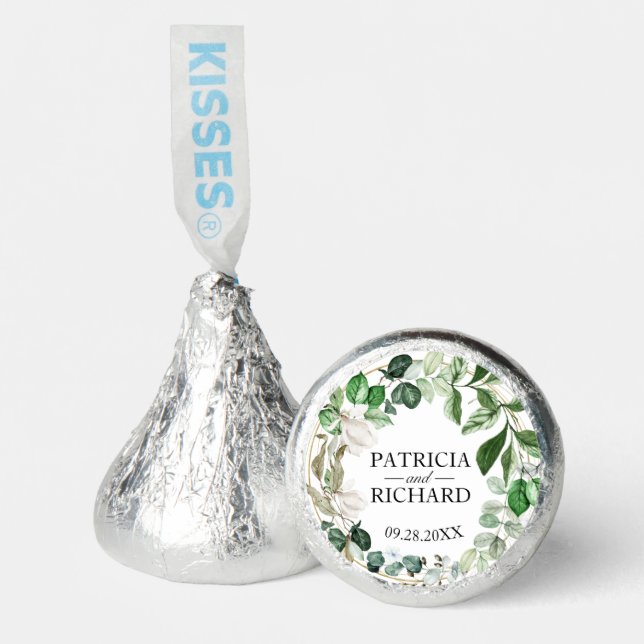  Elegant Greenery Wedding Favor Hershey Kisses (Front)