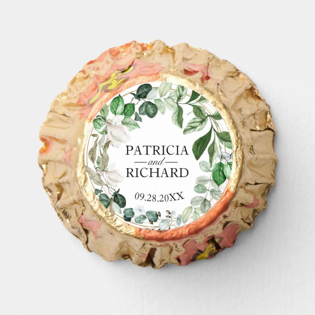  Elegant Greenery Wedding Favor Reese's Cups (Front)