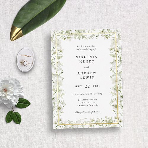 Elegant Greenery Wedding Foil Invitations