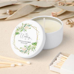 Elegant Greenery Wedding Gold Frame Geometric  Mini Candle Favors