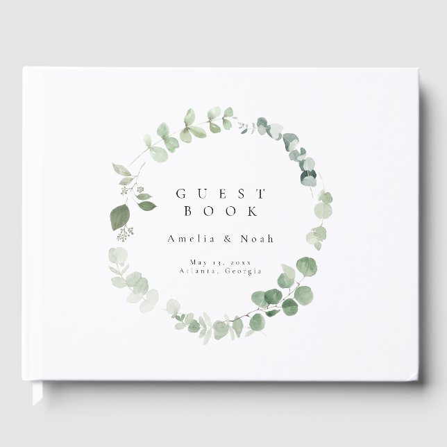 Elegant Greenery Wedding Guest Book (Front)