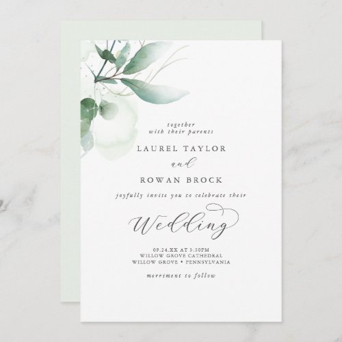 Elegant Greenery Wedding Invitation