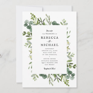 Elegant Greenery Wedding Invitation