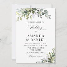 Elegant Greenery Wedding Invitation