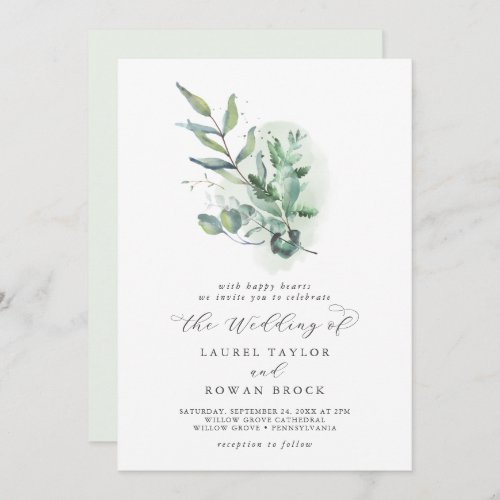 Elegant Greenery Wedding Invitation