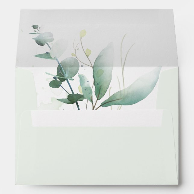 Elegant Greenery Wedding Invitation Envelope (Back (Bottom))