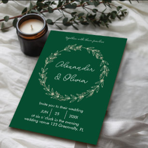 Elegant Greenery Wedding Invitation   Script Font