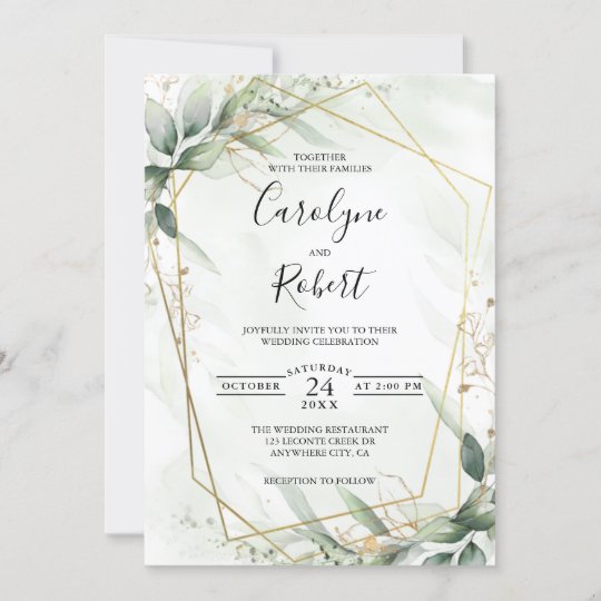 Elegant Greenery Wedding Invitation Template | Zazzle.com