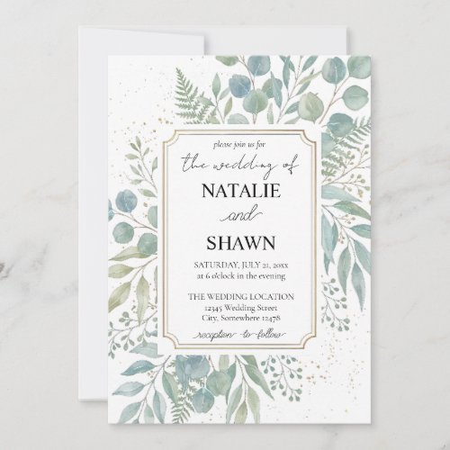 Elegant Greenery wedding Invitation Template