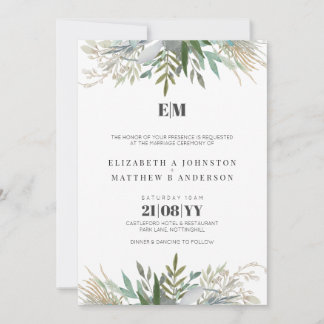 Elegant Greenery Wedding Invitations Modern