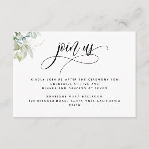 Elegant Greenery Wedding Join Us Reception Enclosure Card