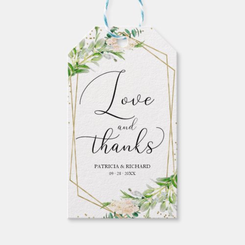 Elegant Greenery Wedding Love And Thanks Gift Tags