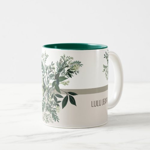 Elegant Greenery Wedding Memory Junior Bridesmaid Two_Tone Coffee Mug