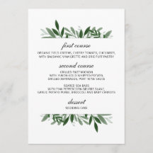 Elegant Greenery Wedding Menu