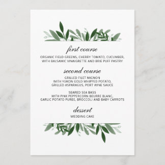 Elegant Greenery Wedding Menu