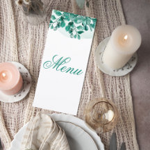 Elegant Greenery Wedding Menu Card