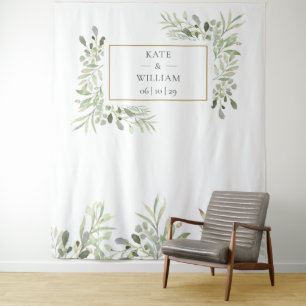 Elegant Greenery Wedding Photo Booth Backdrop