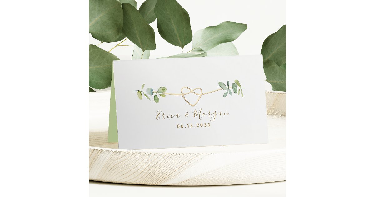 Elegant Greenery Wedding Place Card | Zazzle
