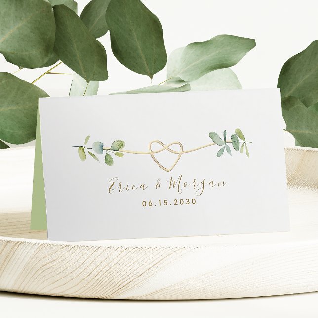 Elegant Greenery Wedding Place Card (Creator Uploaded)