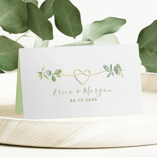 Elegant Greenery Wedding Place Card | Zazzle